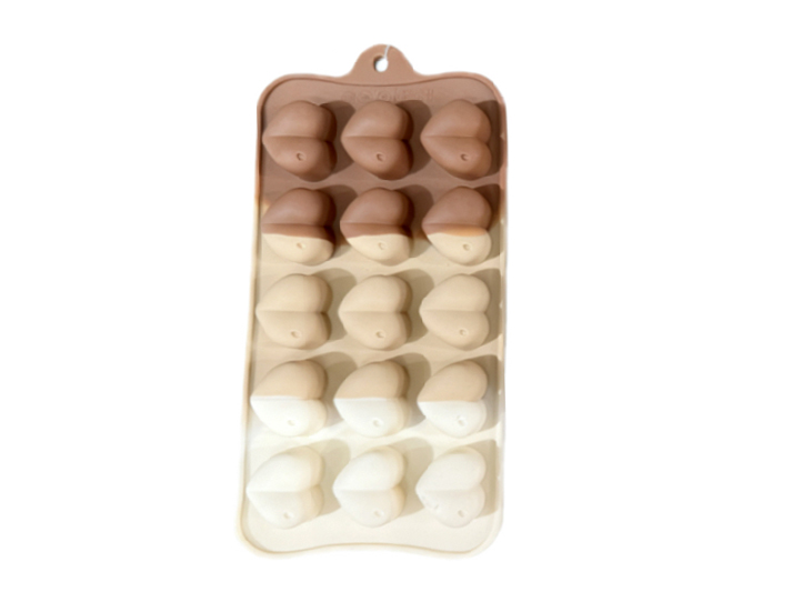 Molde silicona tricolor corazon con gota 